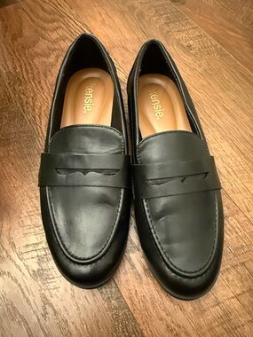 Kensie Black Faux Leather Penny Loafers